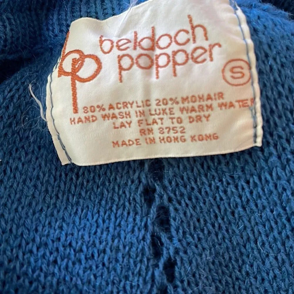 beldoch popper deep blue mohair blend long swing bell sleeve collared sweater. S - Picture 7 of 7